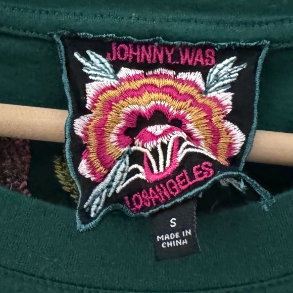 Johnny Was Amarylla Dress Small Emerald Green Cotton Embroidered Asymmetric Boho - Picture 14 of 14